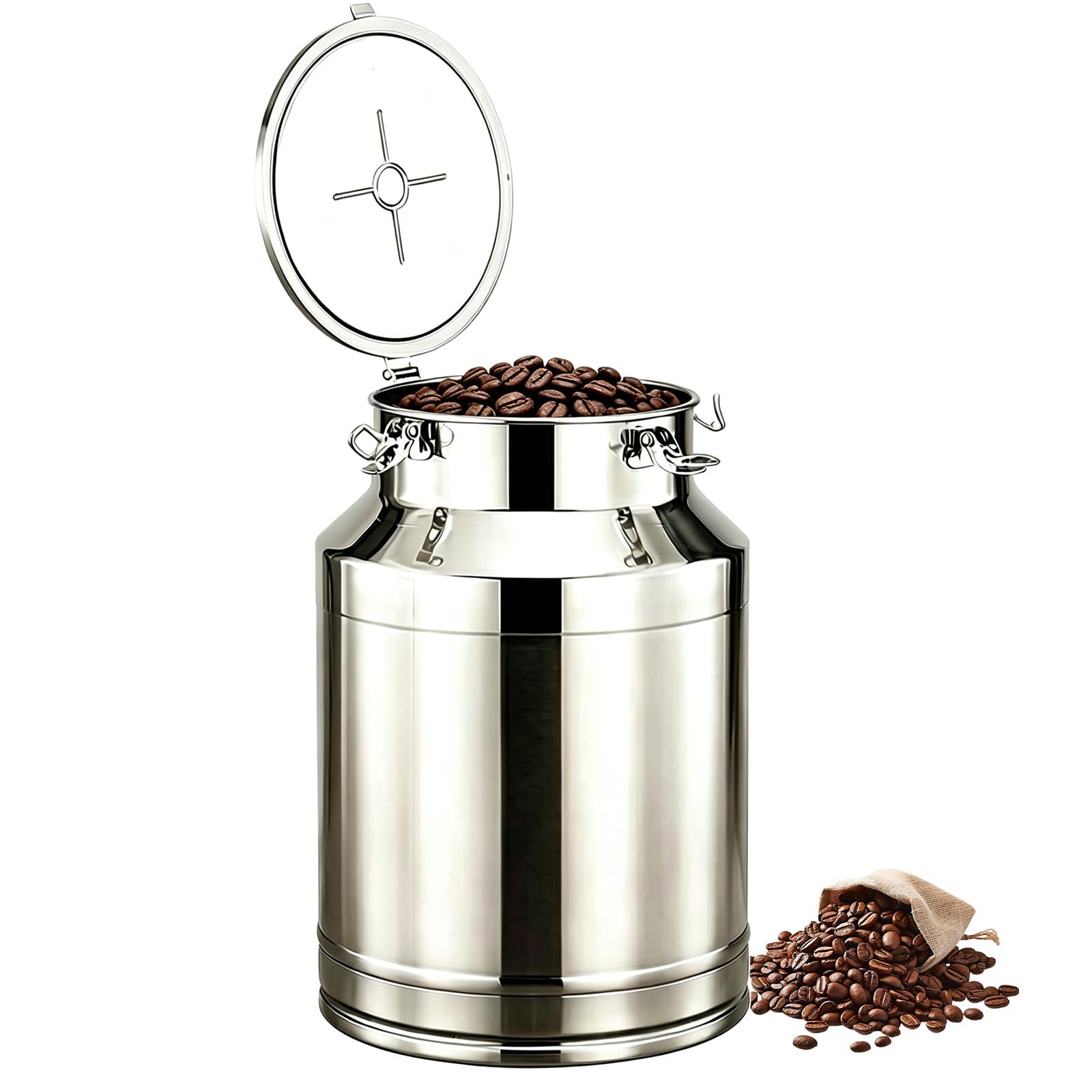 Zihpil SUS304 Milk Transport Barrels with Silicone Seal Adjustable Tension Lock(15L/4.0gal)
