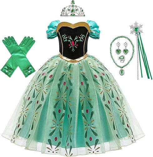 CinheyU Disfraz de princesa Frozen Anna para niñas, vestido de tul para cumpleaños, Halloween, Navidad, fiesta, fiesta de noche (con accesorios) disponible en Yaxa Colombia