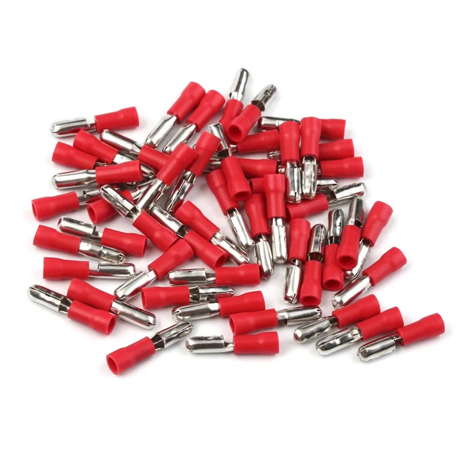 UYCUODLUY 100PCS 22-18AWG Male Female Terminals Insulated Wire Crimp Butt Connectors For Electrical Wiring Red Kit