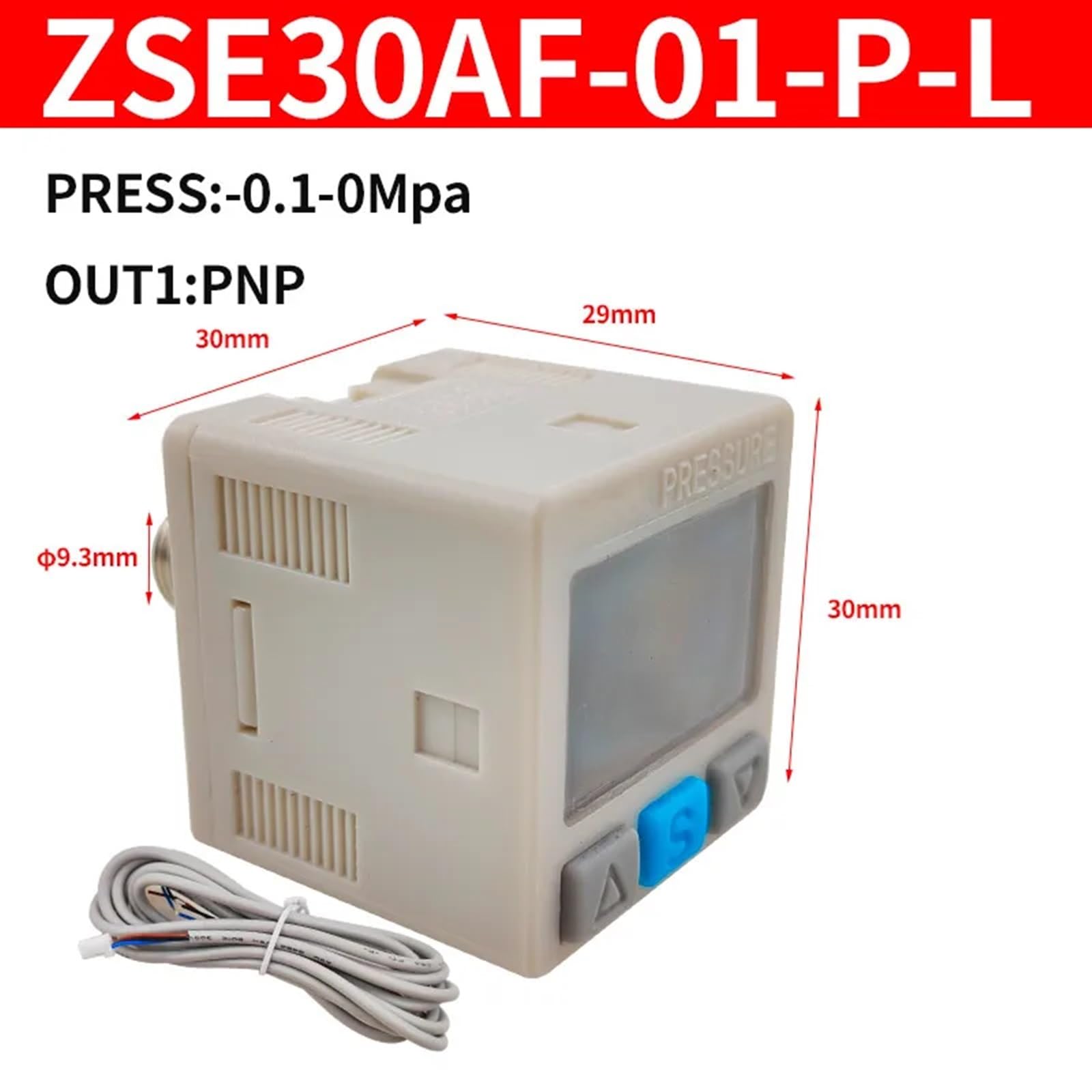 ZSE30A-01-P-L Pneumatic High-Precision Electronic Digital Display Pressure Switch ISE30A-01-N-L ZSE30AF-01-P-L -0.1-1.0MPa 1Pcs(ZSE30AF-P-101-0KPa)