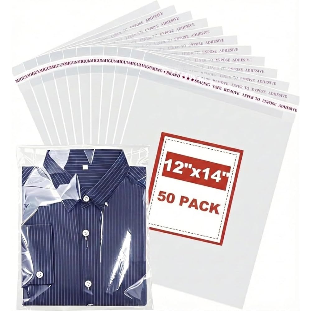 12X14" inch Plastic Transparent Poly Bags for Saree & Cloth Packing | Self Adhesive BOPP Sealable Poly Bags for Shirts, Garments & Apparel | Clear Packing Bags (50)-image-40