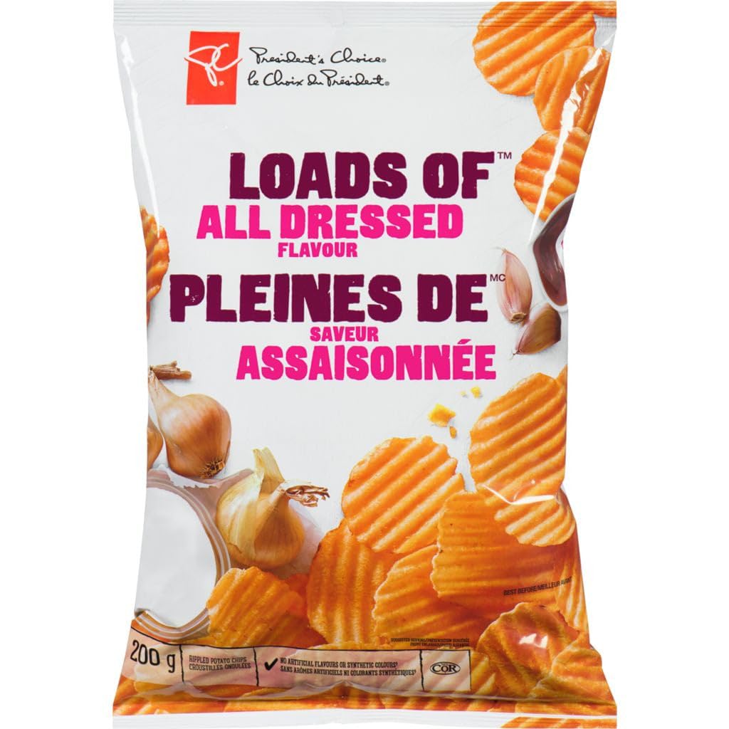 President's Choice Potato Chips, Loads of All Dressed, 200 Grams/7.05 Ounces