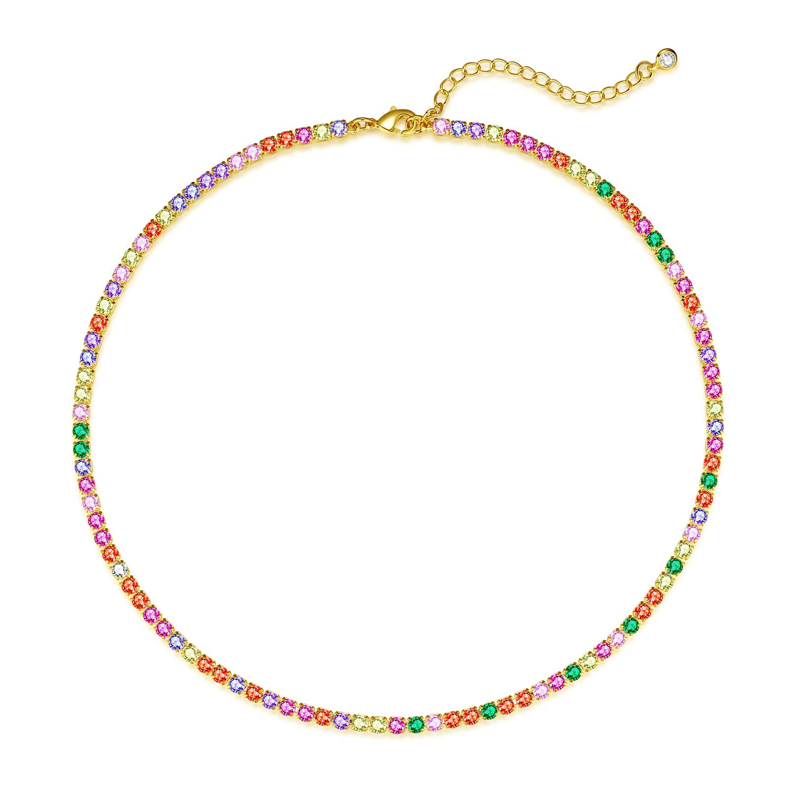 Luxval Collar de tenis chapado en oro de 14 quilates con diamantes de imitación de mariposa para mujer, delicada cadena de diamante sintético de corte de circonita de 3 mm
