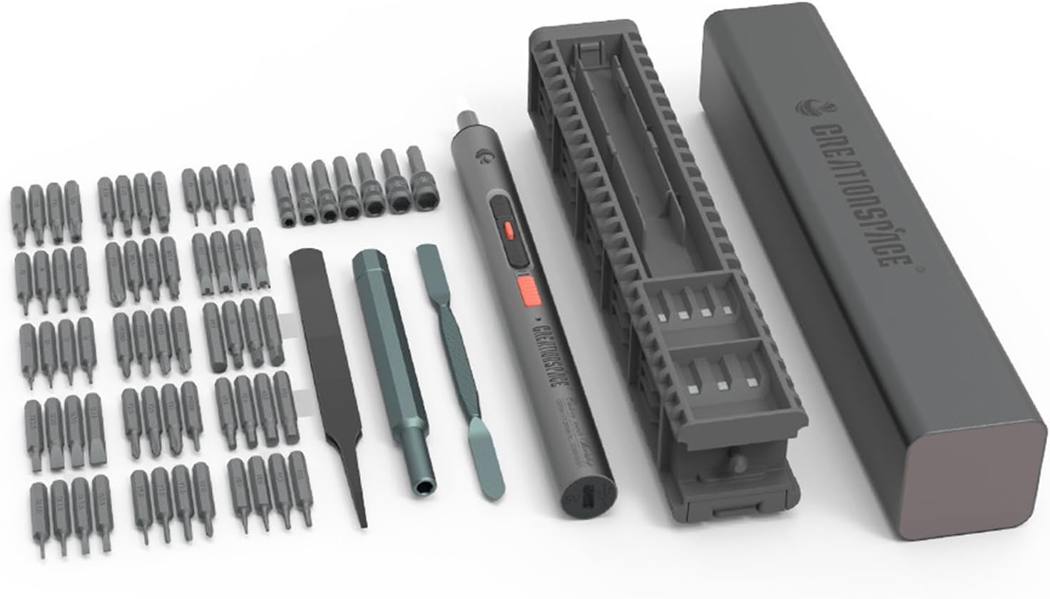 72 in 1 Electric Screwdrivers Set with LED Light + Hand Screwdriver Kit with Pry Bar and Tweezers, USB Type-C Rechargeable Screwdriver with Battery, for Phones, Watches, Cameras, Laptops (CS0706A)