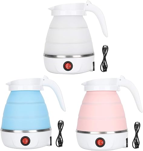 Miniatura 9 de Hervidor eléctrico, caldera de agua plegable portátil de silicona, enchufe de 400 W de EE. UU. 110 V para viajes, camping, café, té, agua caliente