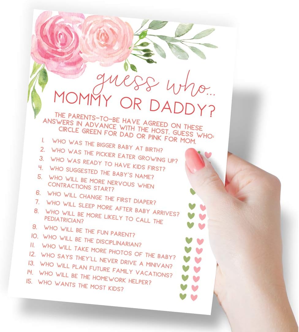 Printed Party Baby Shower Games for Girl – 5 Games & Activities, Baby in Bloom Floral Theme, 50 Guests