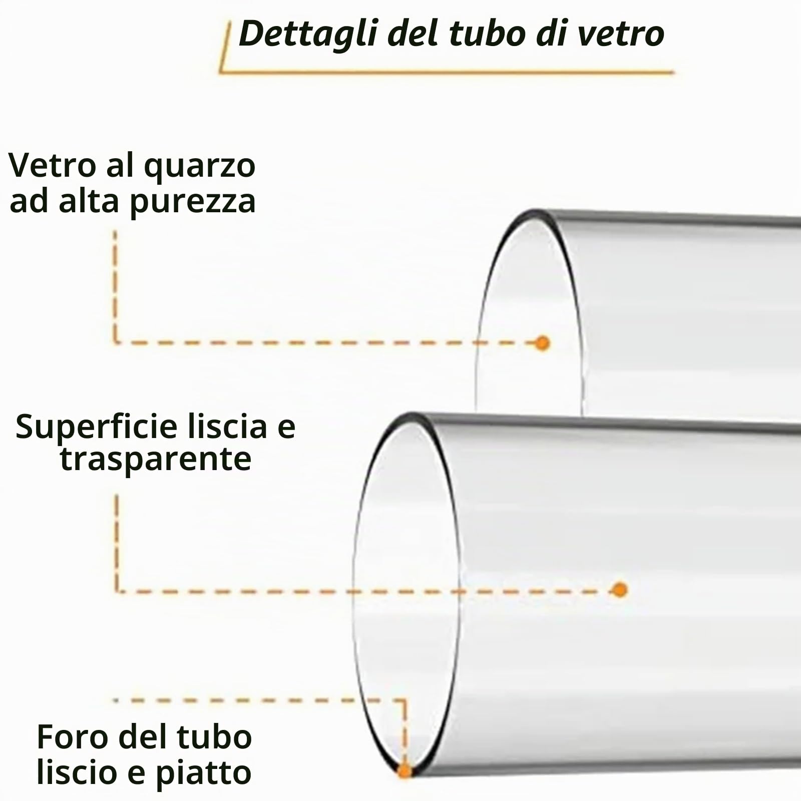 Tubo di Vetro di Quarzo per Stufa A Fungo Riscaldante per Terrazze A Piramide con Anello in Neoprene Anello in Silicone