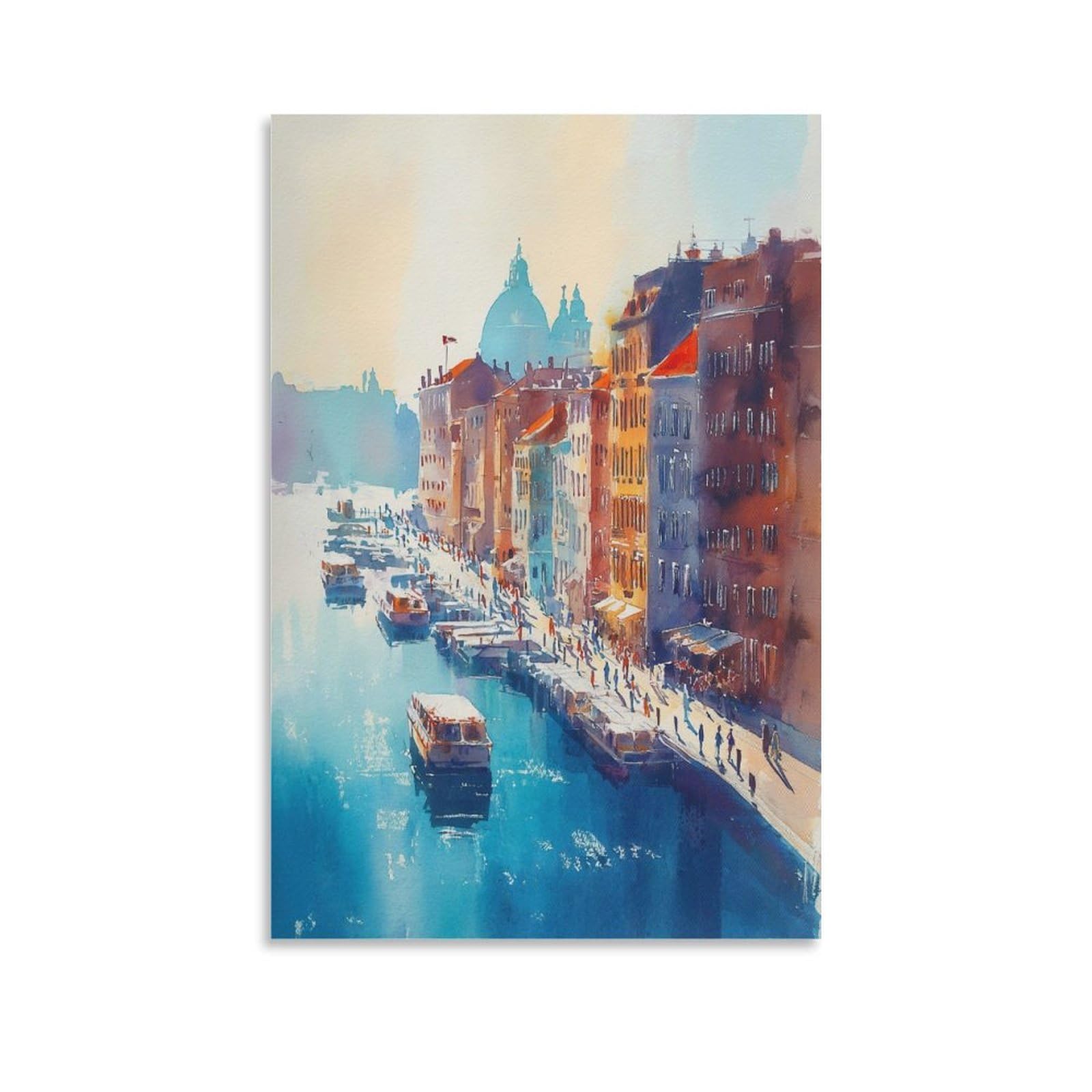 LCYNNH Boston Skyline Watercolor Print Cityscape Wall Art Posters 12x18inch(30x45cm) Print Home Bedroom Office Living Room Decor Canvas