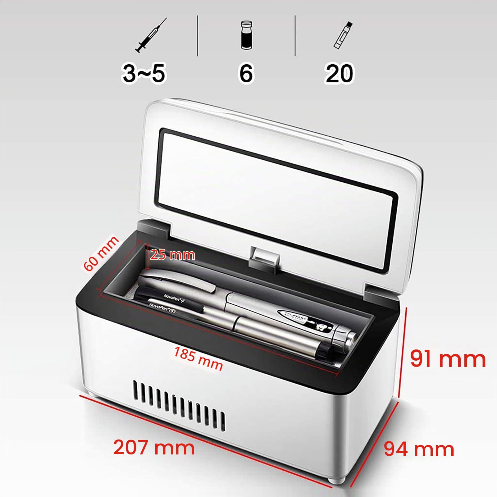 L'insulina Portatile Frigo Mini Frigorifero Refrigerato per Farmaci Frigorifero Care Diabete Mini Frigo 2-8 ° C per Frigorifero per Auto da Viaggio