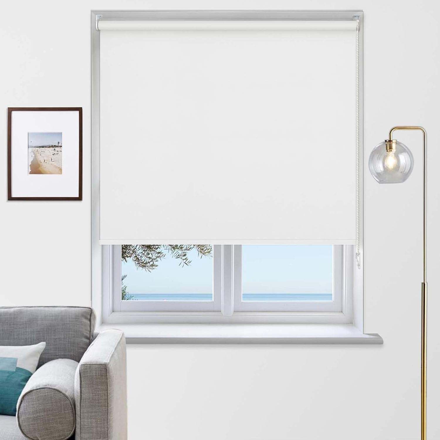 Rehan & Co Blackout Fabric Roller Blinds Cream Blind (185W X 165H cm) โ image 1