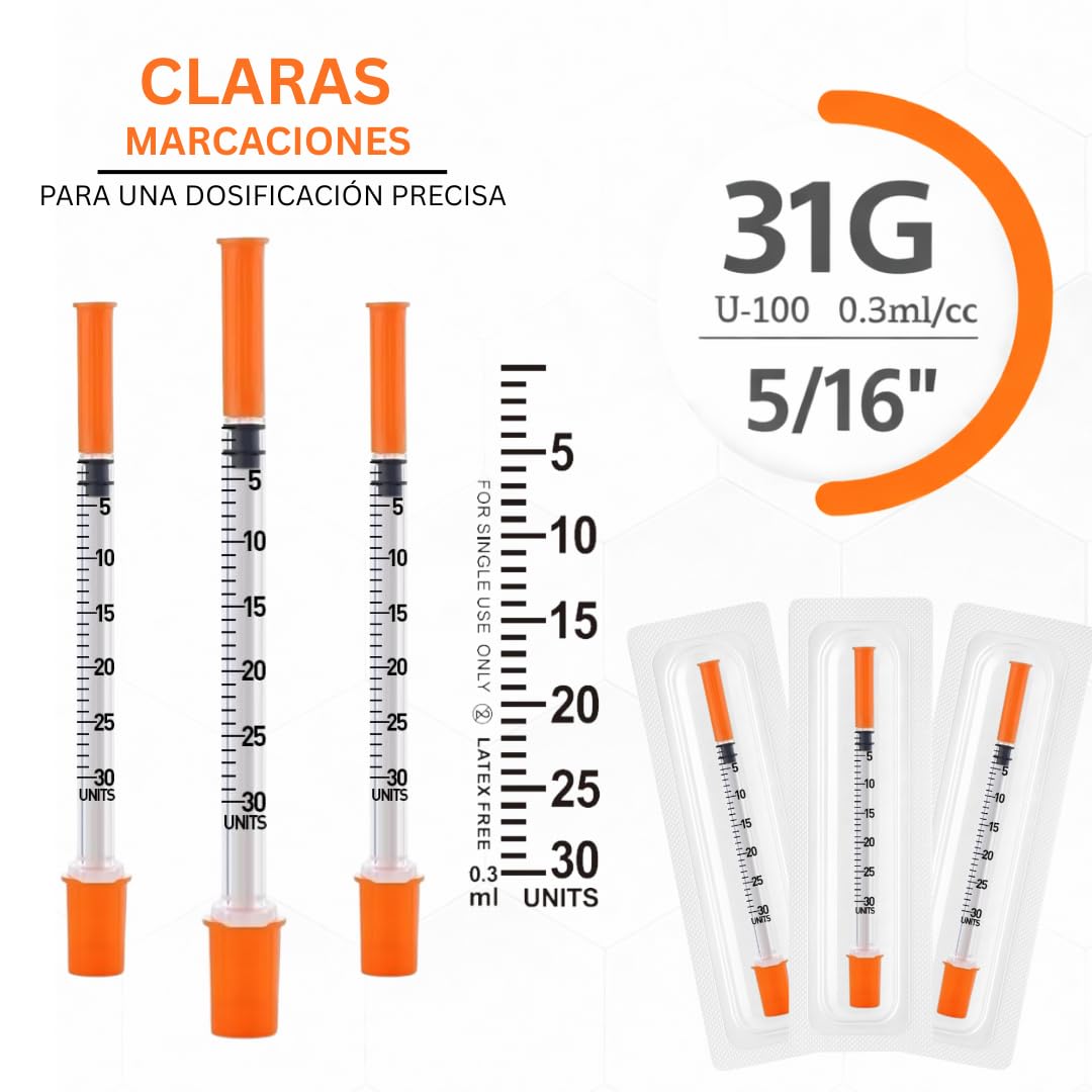 100 unidades de tubos de plástico de 0,3 ml 31 G x 5/16" (0,25 x 8 mm) – Envasados individualmente – Instrumentos de medición multiusos de precisión