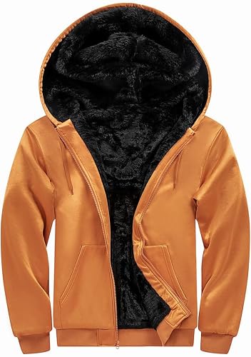 Sovtemp Hoodies for Men Full Zip Up Fleece Warm Jackets Thick Coats Heavyweight Sweatershirts Kangaroo Pockets Khaki XL