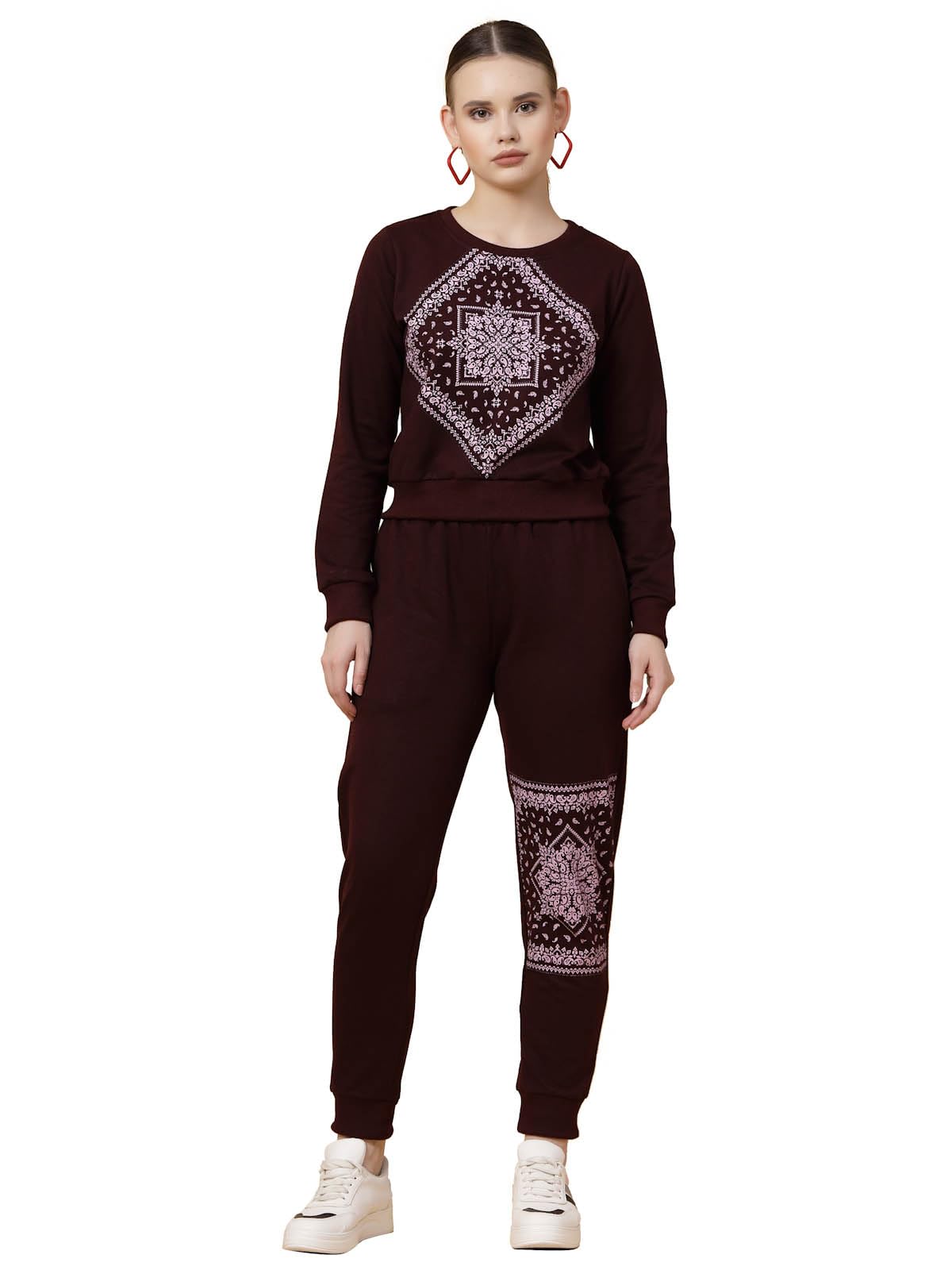 rigo Long Sleeves Printed Track Suit For Women | Round Neck Tracksuit For Women | Suitable for Yoga, Jogging & Gym | Workout Clothes-picture-22
