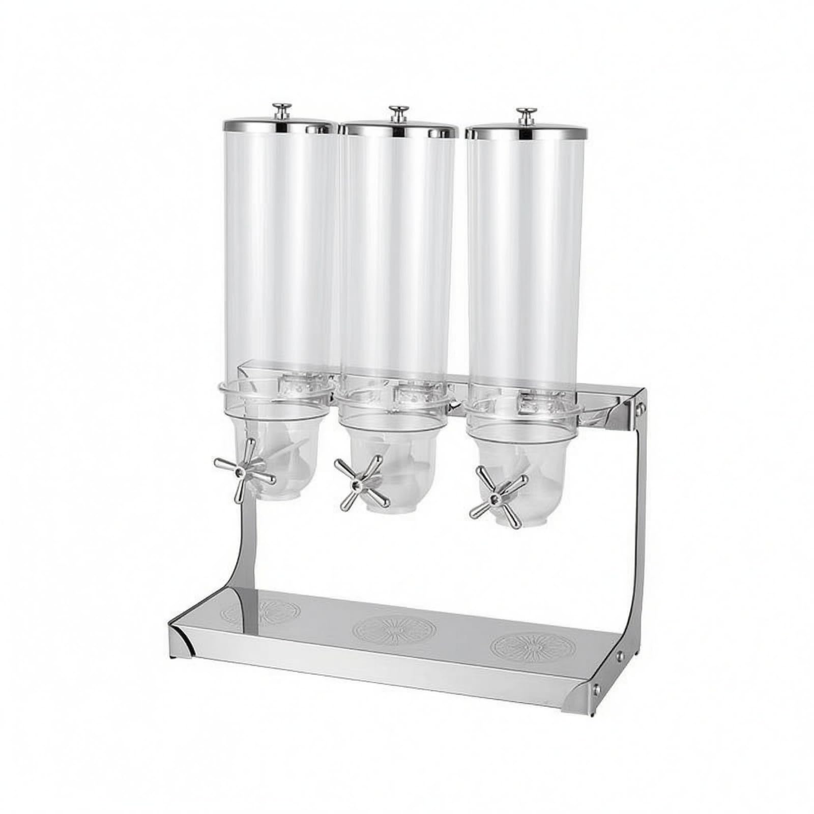 Dispenser di Cereali Dispenser da Banco per Granaglie Contenitore Alimenti Secchi in Acciaio Inossidabile con Serbatoio Trasparente per Erogazione, 10.5L Tripla Testa