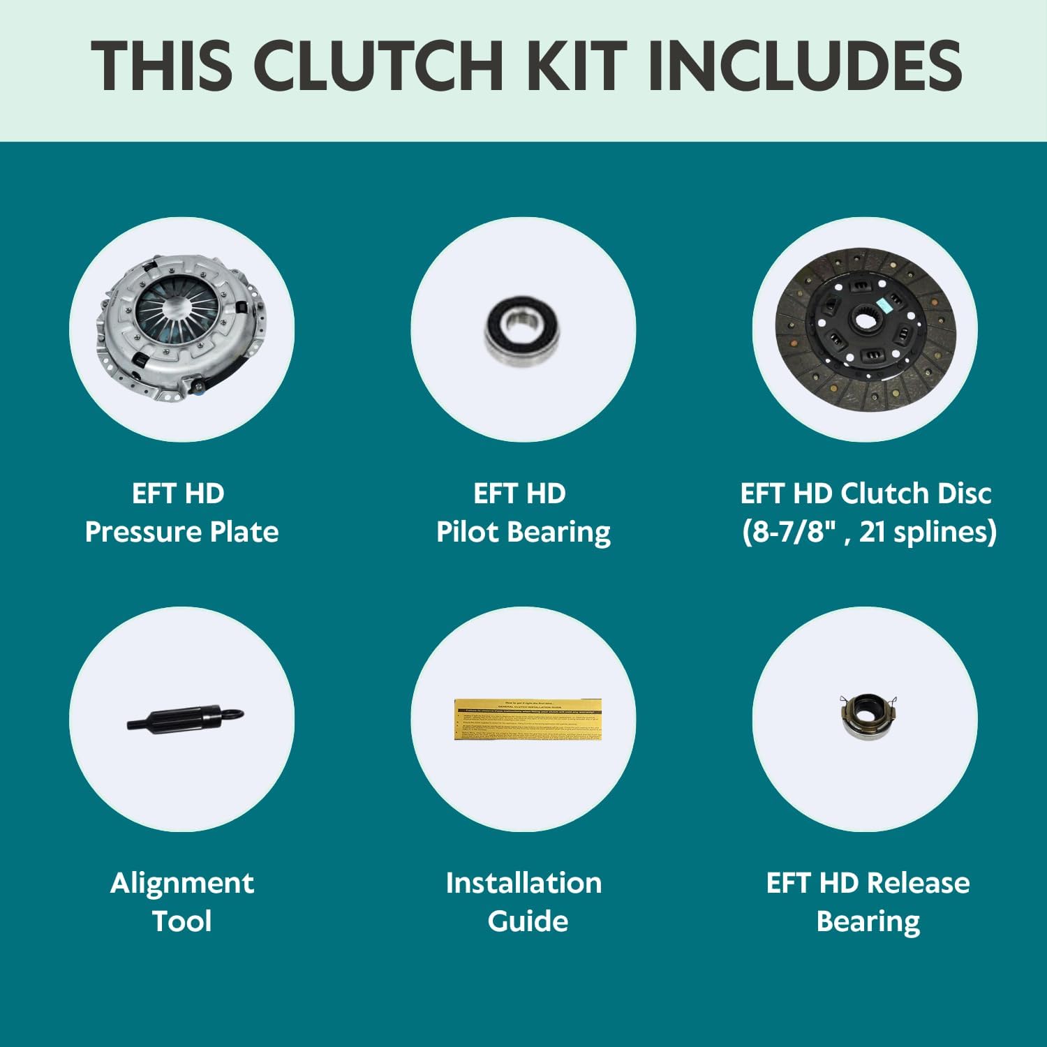 EFT Heavy-Duty Clutch Kit for 1989-1995 Toyota 4Runner Pickup Truck 2.4L 22R 22RE - Heavy Duty Performance Upgrade For Smooth Engagement - Durable & Precise Fit - Offers 12 Month Brand Warranty