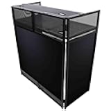 XF-VISTA BL MK2 VISTA VISTA DJ Booth Facade Table Station with White/Black Scrim kit and Padded Travel Bag | Black Hardware