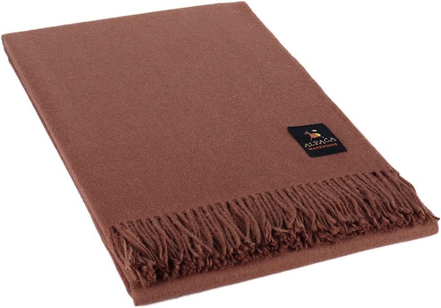 100% Baby Alpaca Wool Blanket Throw Solid Color Design for Bed Couch Sofa Soft Warm Peruvian Alpaca Wool Blankets 72" x 52" (Dusty Rose)