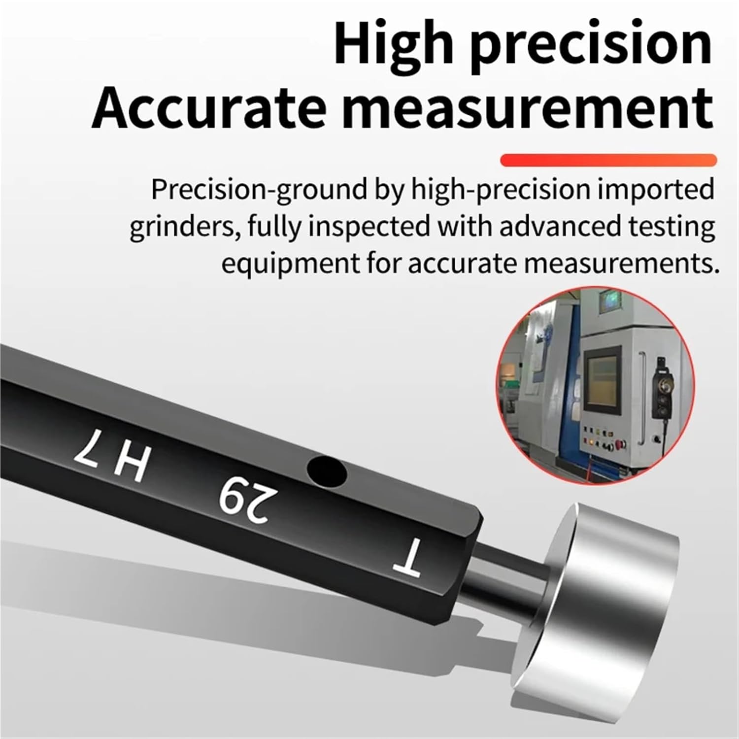 Glossy Gauge H7 Smooth Gauge Go no go Gauge Measuring Inner Diameter Gauge 2-60mm Fine Pitch Gap Test Tool(19mm-7H)