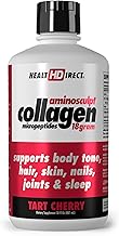 HEALTH DIRECT AminoSculpt Sugar-Free Collagen Supplement - High Potency Medical-Grade Protein for Hair, Skin, Nails & Joints, Grass-Fed, Non-GMO, Liquid Collagen - Tart Cherry - 30 Fl Oz