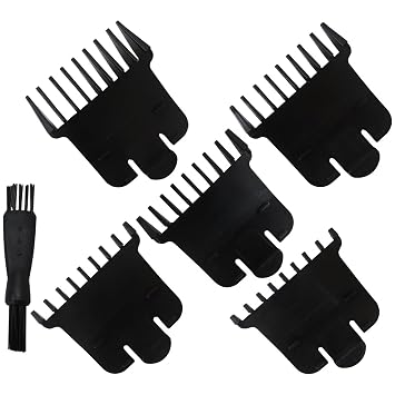 Professional Trimmer Guards Set - 5pcs Different Sizes - Compatible for Andis T Out-liner/for T Out-liner 2 Blade, for Andis pm-t/pmt-2/ D-4/ d-5/ GI/GTO/slii/rt-1-1/32"-3/8", Black