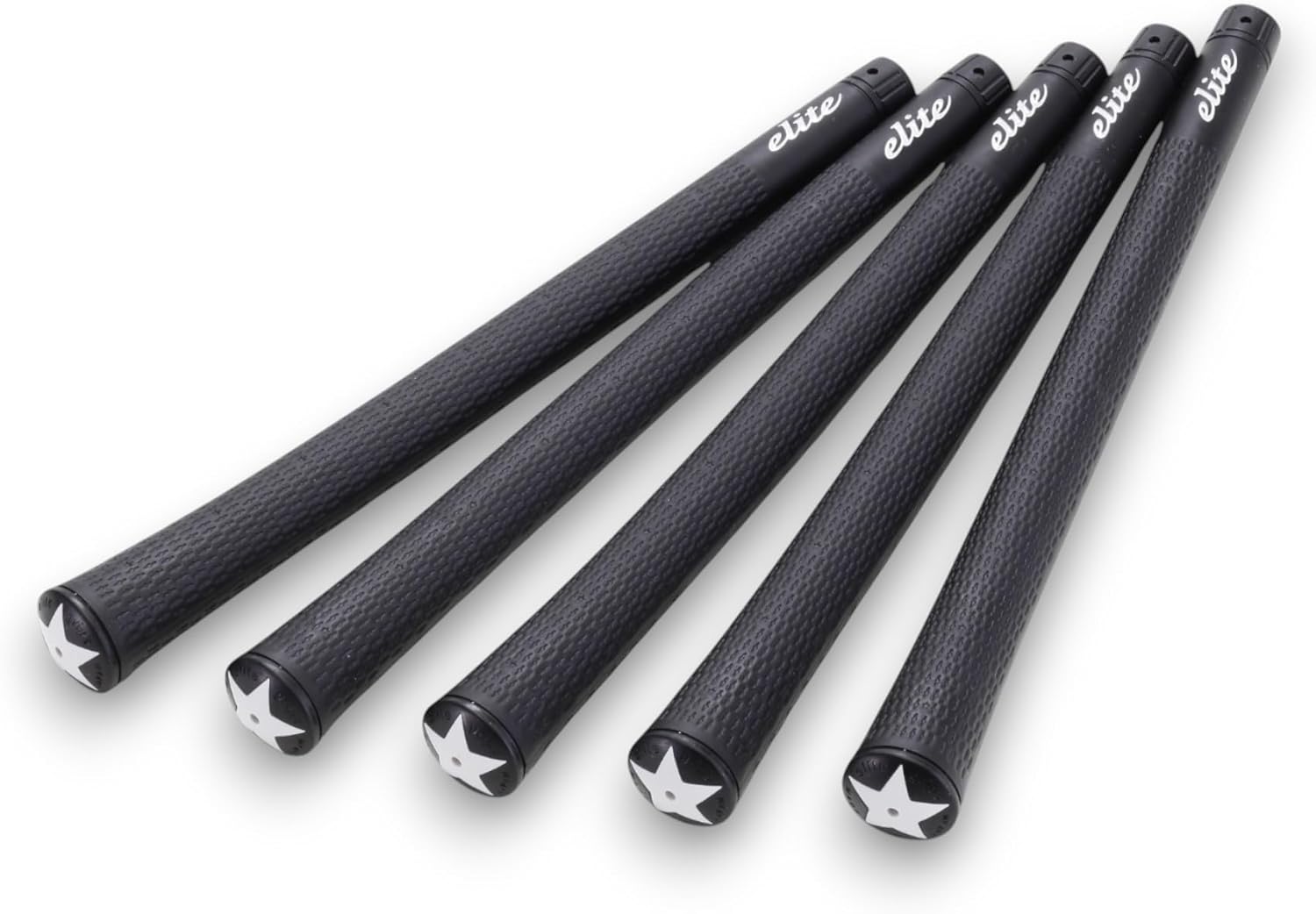 elitegrip Standard Series S48 Star Golf Grips, Grip End, Body Shape, Grip Point, Rhinestone, Back Line, M58/M60/M62, Berlina Black, Length 10.4 inches (265 mm), Set of 5
