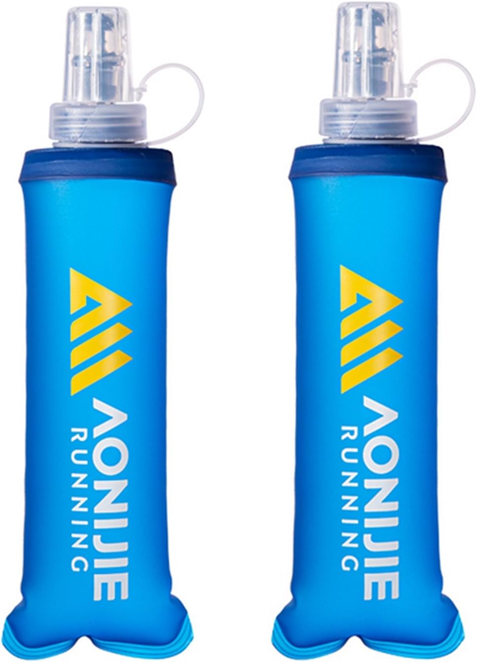 AONIJIE Soft Flasks, TPU Collapsible Foldable Water Bottles for Hydration Pack Running Cycling 2 Pack (500ml with straw pack of 2)
