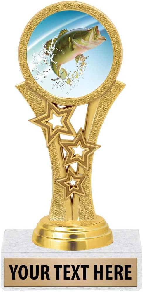 Crown Awards Fishing Trophies, 5 1/2" Starbeam Largemouth Bass Fish Trophy, Engraving Included Prime