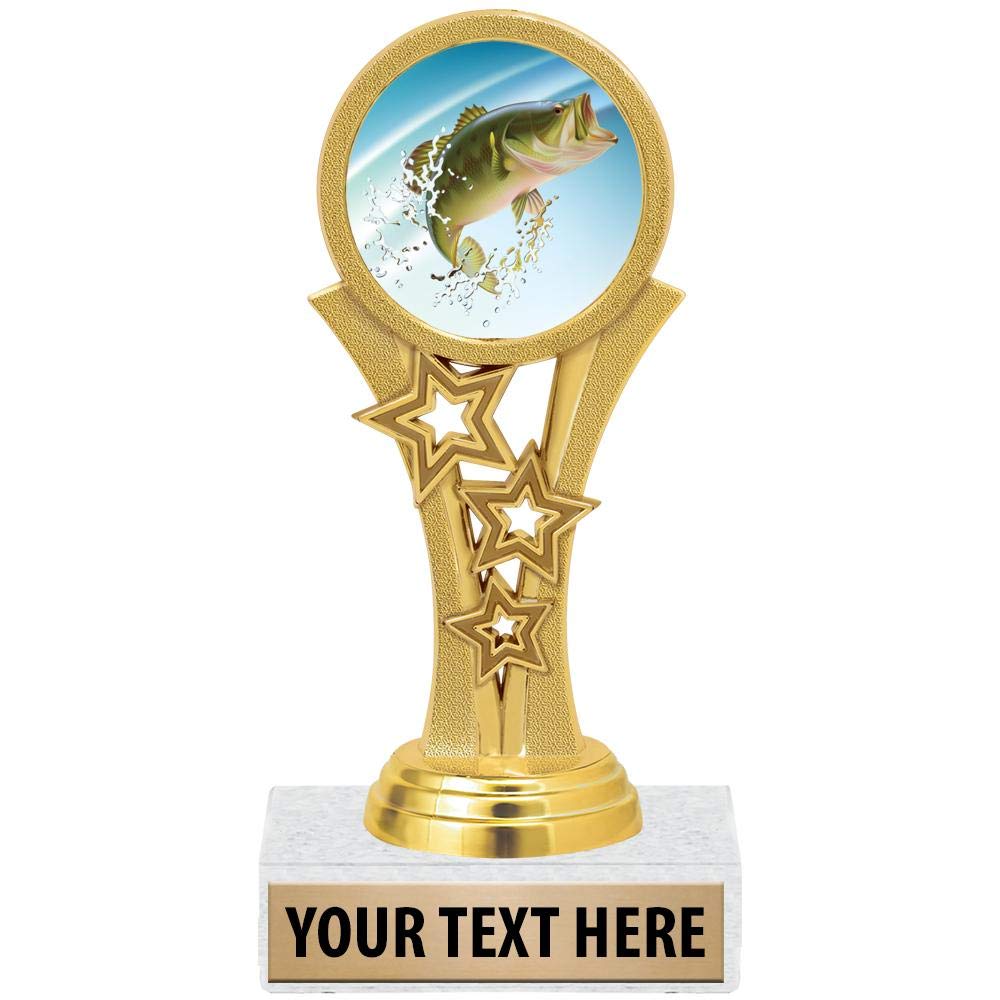 Crown Awards Fishing Trophies, 5 1/2" Starbeam Largemouth Bass Fish Trophy, Engraving Included Prime