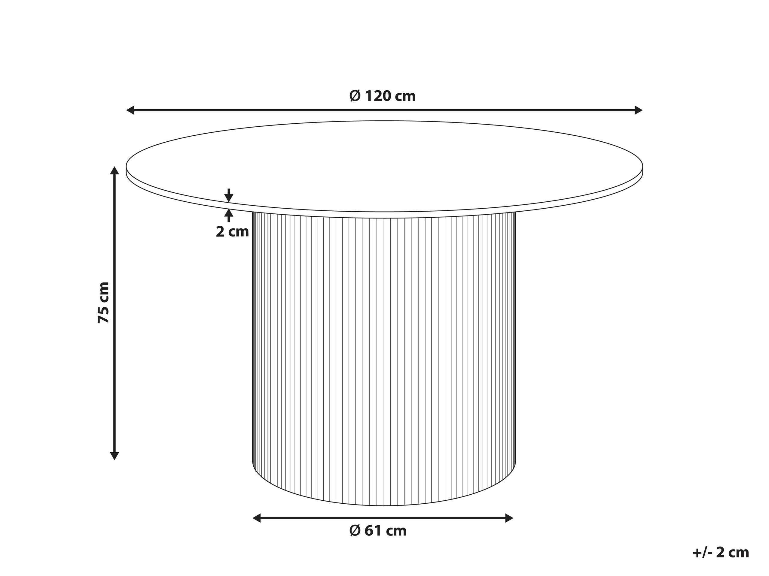 Beliani Table de Salle à Manger Moderne Ronde ⌀ 120 cm Industriel Pied Cannelé MDF Effet Marbre Blanc Albina