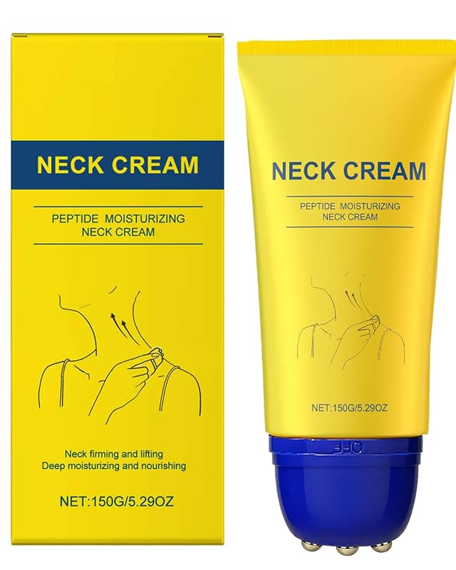 Creme para pescoço e colo Nascence com aplicador de roletes, fórmula com peptídeos, colágeno, ácido hialurônico, carnosina e ceramida