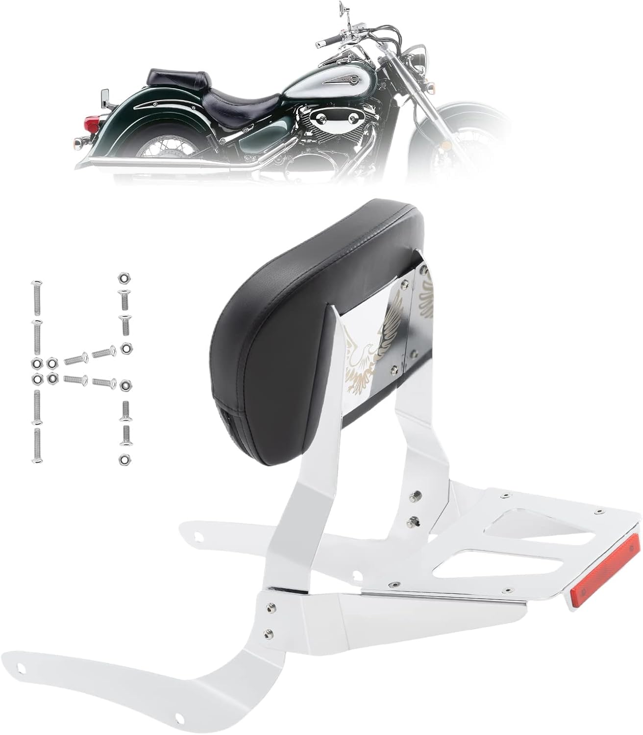 Kinglemc Powersports Sissy Bar with Backrest Luggage Rack for Suzuki Intruder Volusia 800 VL800 2001-2004