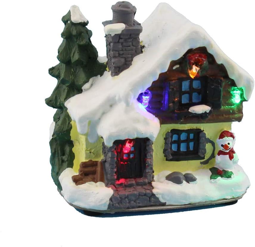 Christmas Lit House Village with Led Light 4 inch (White Snow House)