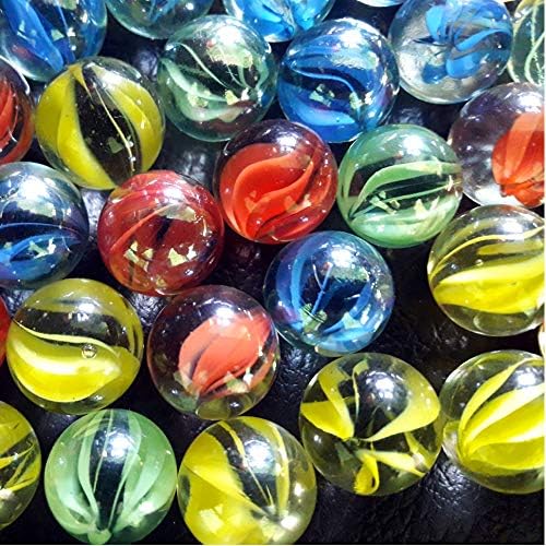 Neez Marbles for kids, made of Glass material traditional toys, Solitaire Puzzles Board Games Marbles, Arcade, Table Games ground play home indoor decorative Assorted Marble balls, 15mm (40 Pcs Pack)