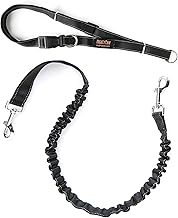 Mighty Paw Hands Free Dog Leash | Bungee Waist Leash for Dog Walking. Pet Running Hands Free Tether for Large, Medium & Small Breeds. Pet Waist Belt (36" - 48") Up to 150 lbs - Black