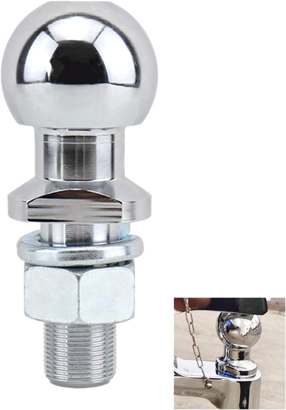 Trailer Hitch Ball, 50mm Heavy Duty Tow Ball, Drawbar Straight Towing Car Tow Bar Receiver For Threaded Hitch Pin Trailer Ball Car Acessories For Towing Trailers Trucks Tractor