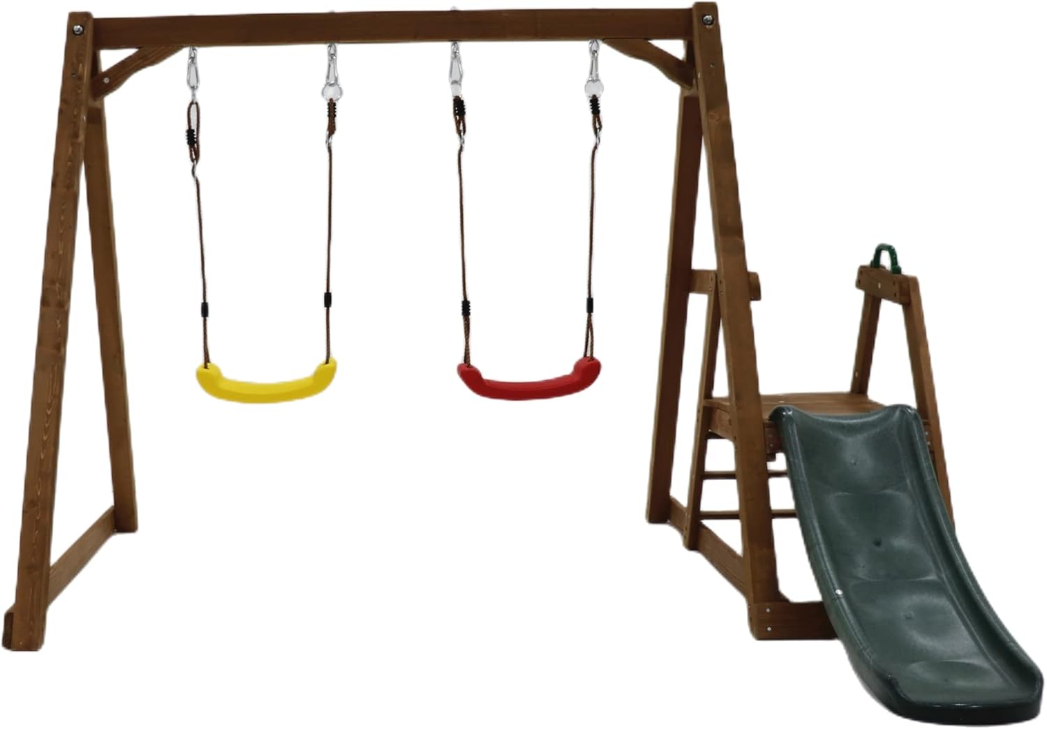 Wood Swing Set for Backyard, 4 in 1 Outdoor Swing Set with