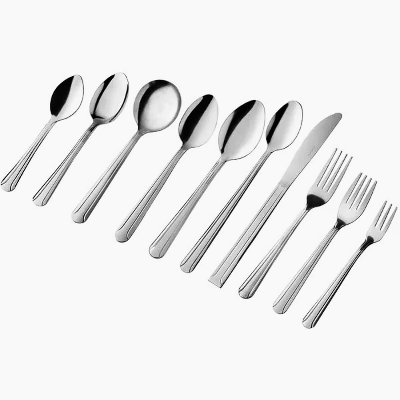 AME D'ESSENCE Salad Fork, Montelurra Pattern, 6 11/50 Inch, 18/0 Stainless Steel, Bright Coated Finish, Four Sharpened Tines, Dishwasher Safe, Pack of 144