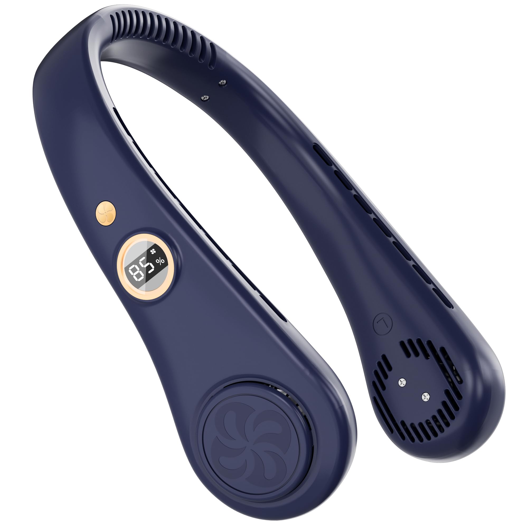 CHARGEWORX Wearable Neck Fan, Quiet Bladeless Portable Fan with 4,000 mAh Battery, LCD Display and 5 Speeds, USB-Rechargeable Hands-Free Cooling Fan