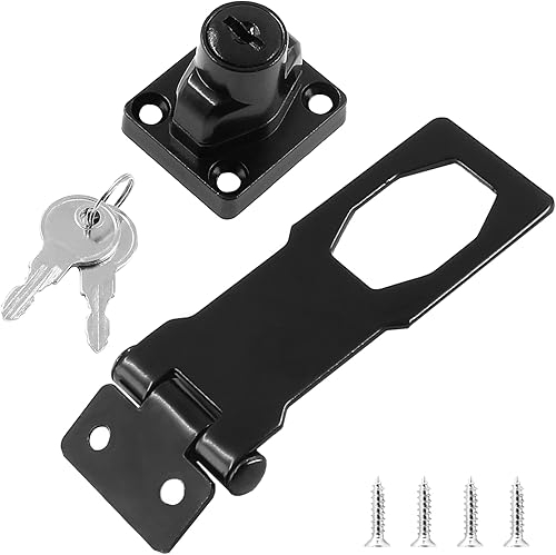 Miniatura 7 de 2 cerraduras de cerrojo con llave, cerrojo de seguridad negro de 3 pulgadas con cerradura, cerrojo de bloqueo con llave con perilla giratoria con