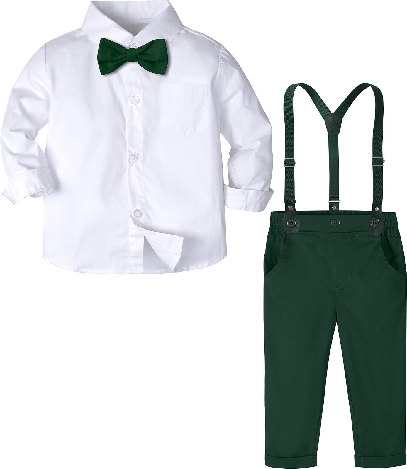 A&amp;J DESIGN Toddler Boy Suit Baby Dress Outfit, Suspender &amp; Bow Tie 12M - 6Y
