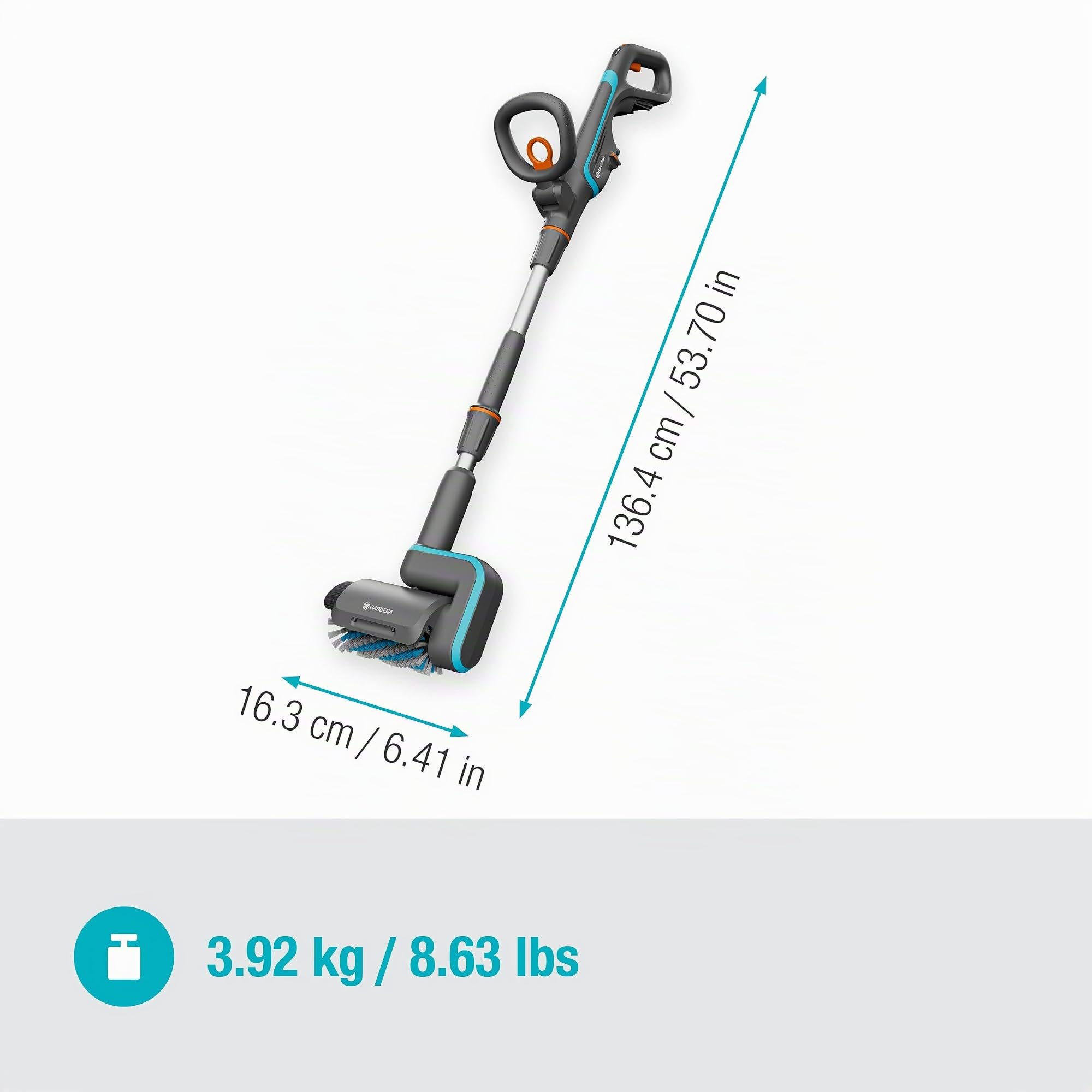 Gardena Multi limpiador a batería AquaBrush Patio 03/18V P4A Solo: Exterior, Funcionamiento con un solo toque, Limpieza de patios, Cepillo de perfilado, Sin cable (14841-55)