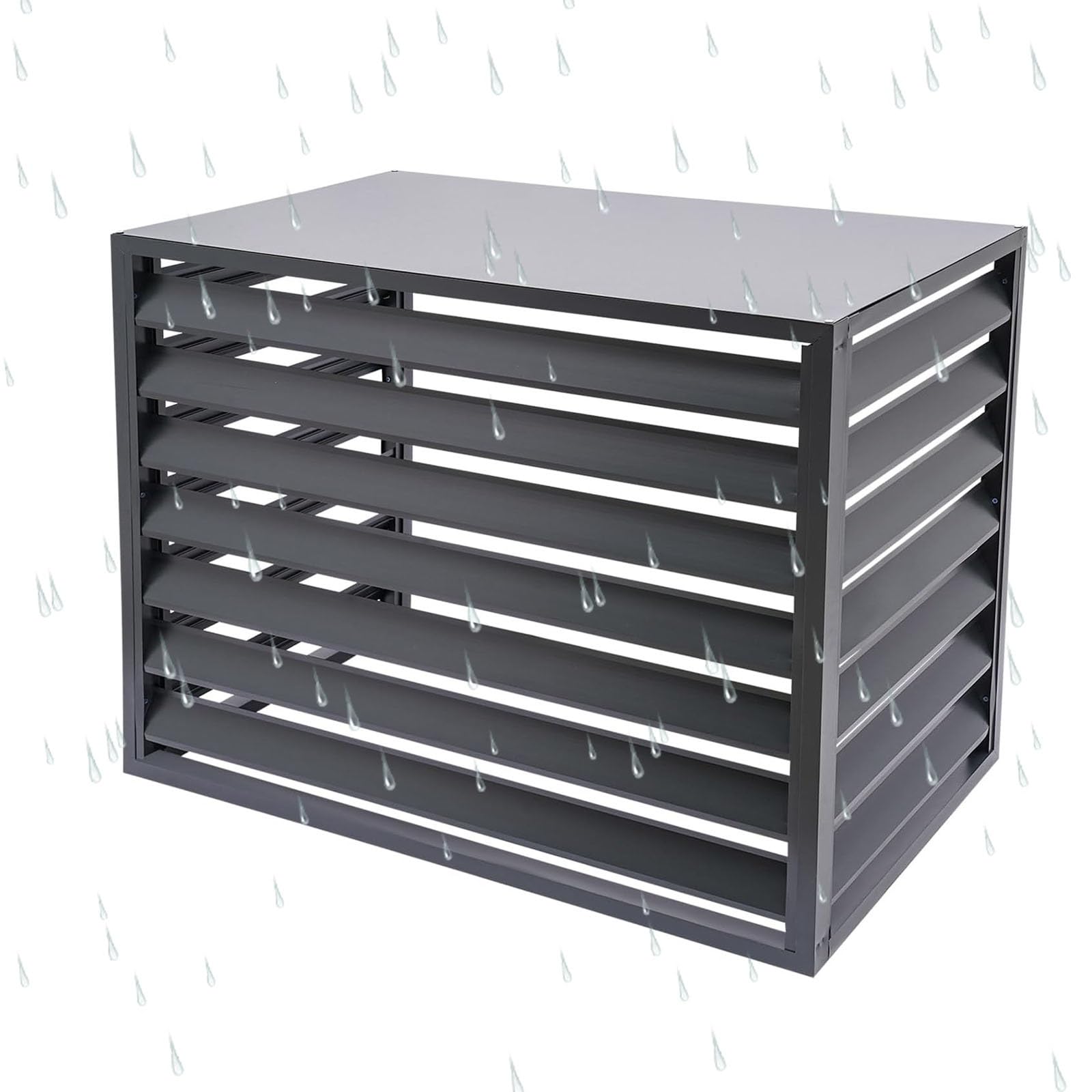 AYCDL Outdoor Privacy Screen Fence AC Cover, Hide Air Conditioner with Flower Stand, All-weather, Anti-theft, Noise Reduction,Grey-110cm