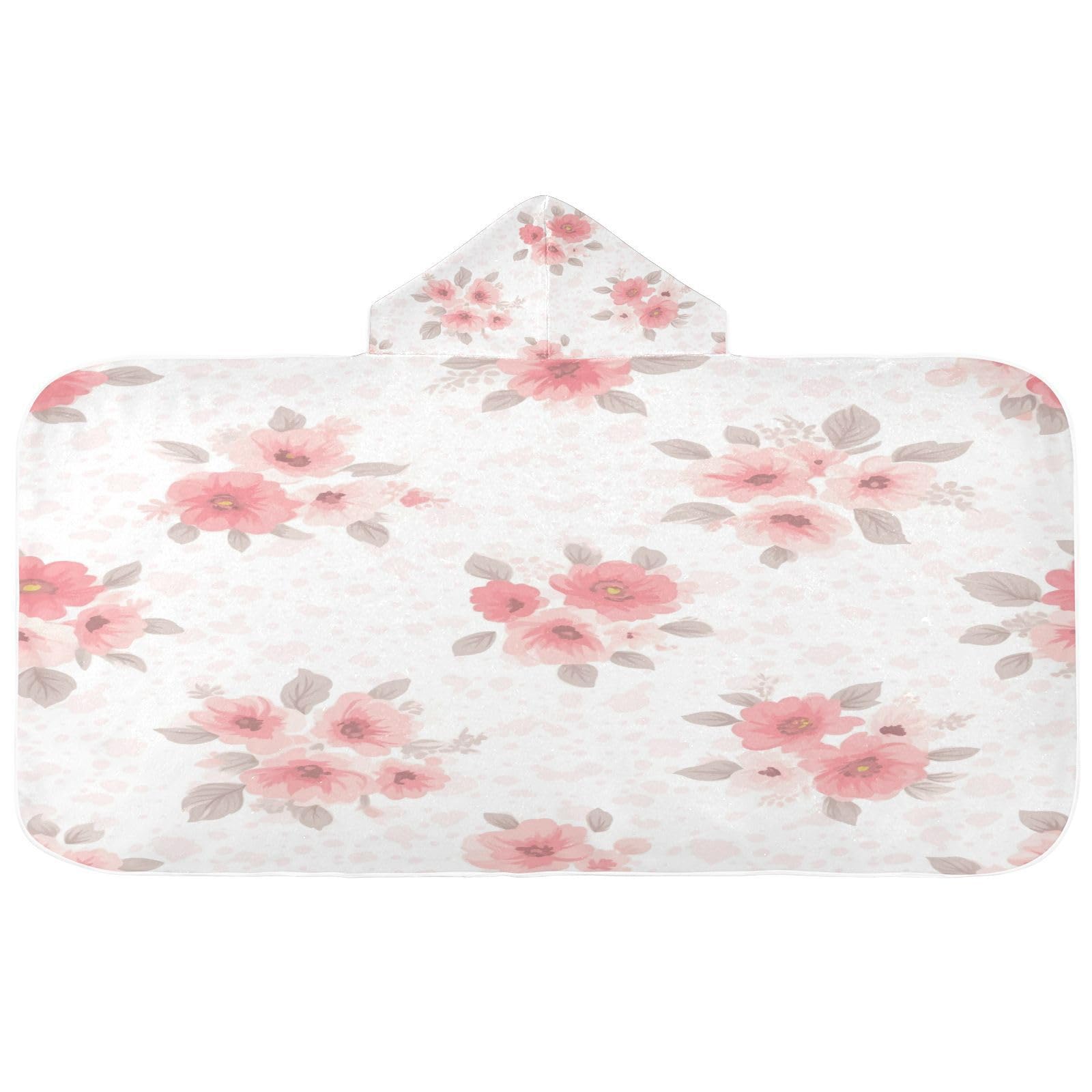 Kigai Small Flowers Hooded Beach Towel for Kids Soft Absorbent Quick Dry Bath Towel with Hood Lightweight Toddler Shower Pool Bath Wrap for Boys Girls