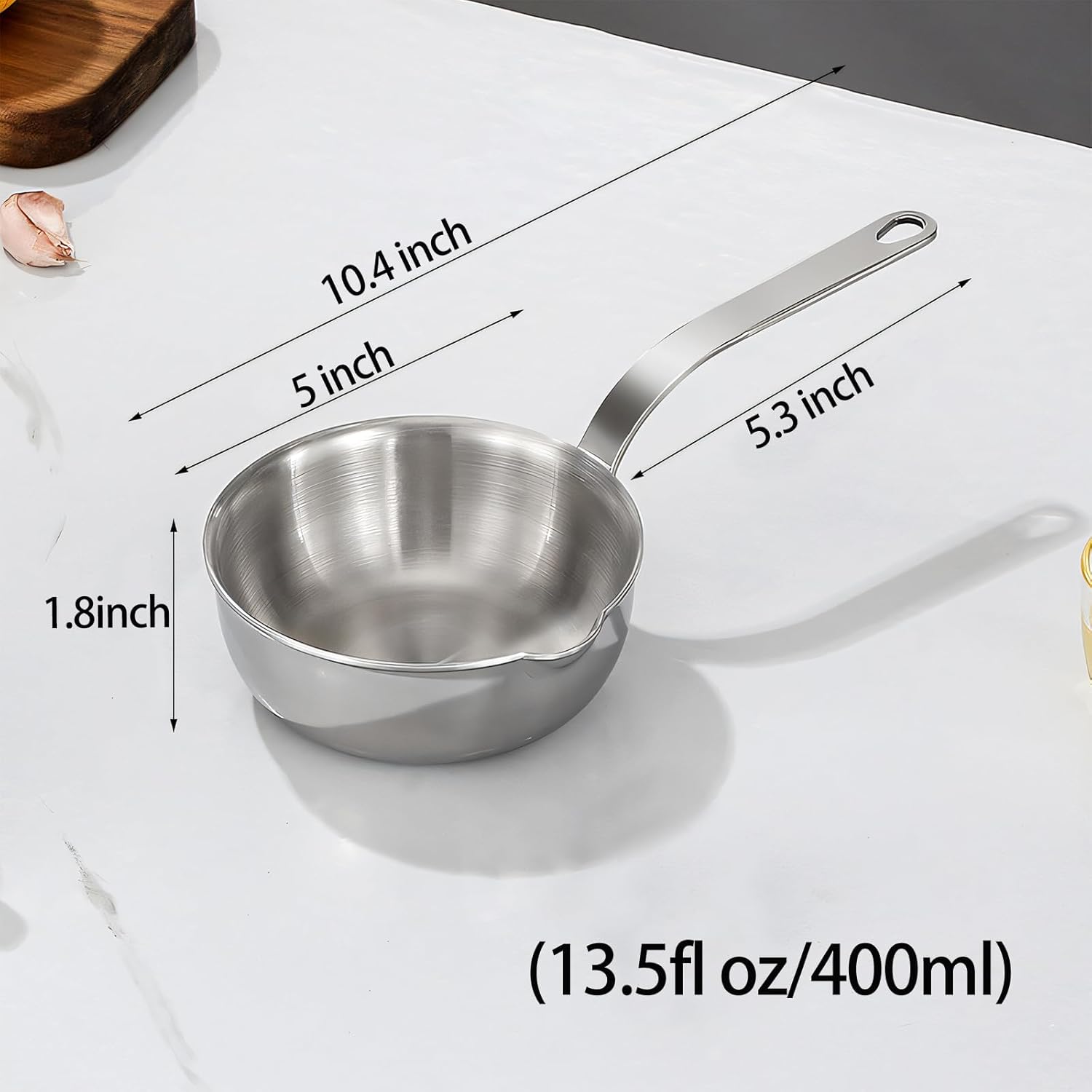 18/10stainless steel butter warmer, 13.5 fl oz(400 ml) coffee/milk warmer, mini saucepan, egg pan, chocolate melter,ideal for seafood butter warmers suitable for induction and gas stoves - Image 2