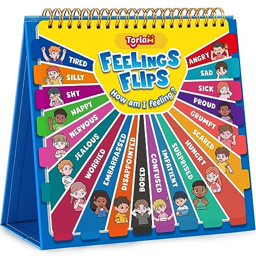 Image of Torlam Feelings Wheel Emotions Book,Calming Down Corner Items Feelings Chart for Kids,Social Emotional Regulation Tools,Emotion Wheel Flip Book,Autism Must-Have ADHD Tools for Kids Classroom Preschool
