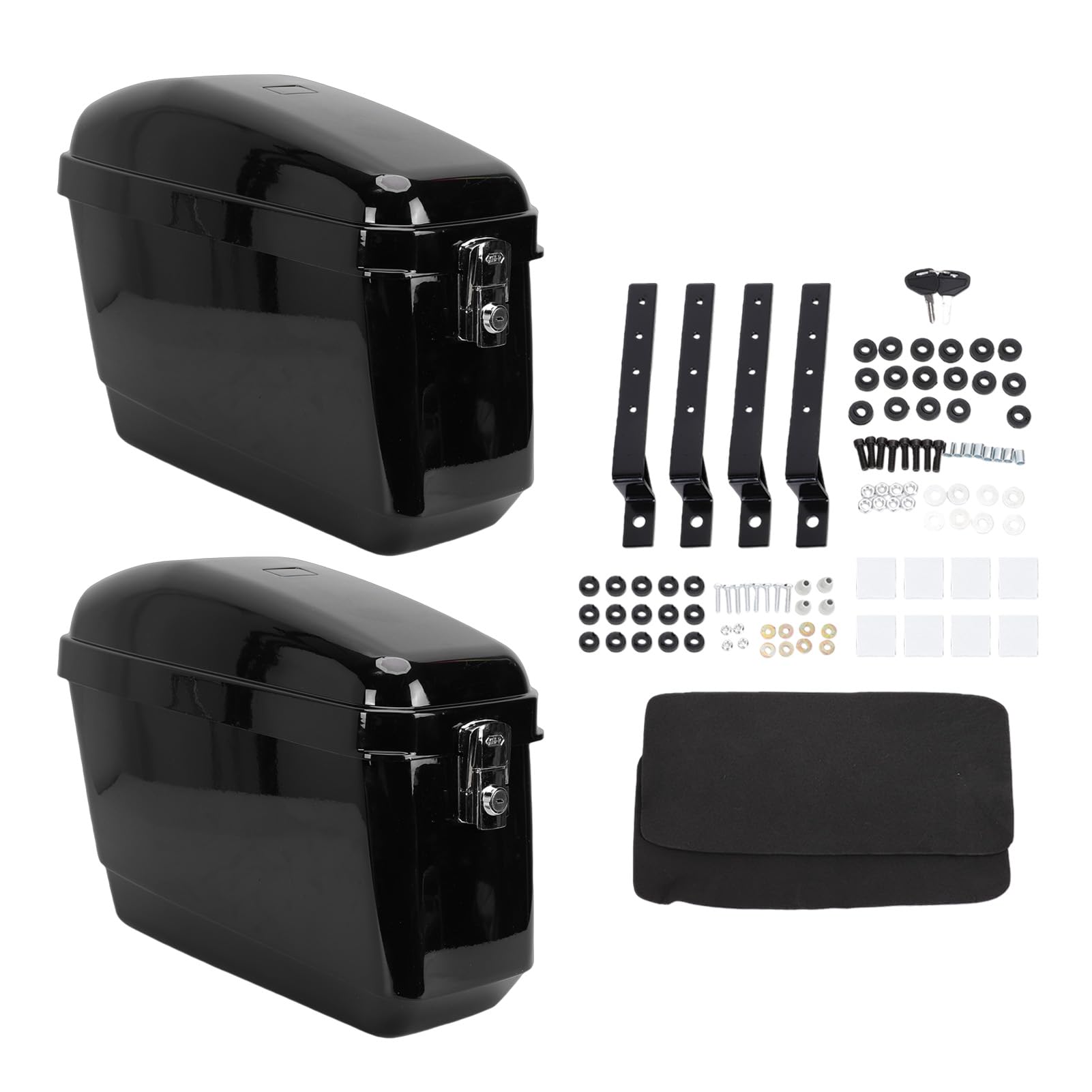 Maleta Lateral para Motocicleta de 45 litros con Kit de Montaje | Alforjas Duras ABS con Cerradura para Ajuste Universal Cruiser