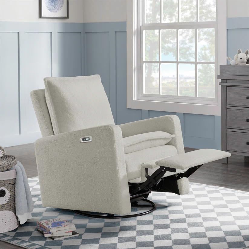 Image of Oxford Baby Uptown Power Recliner /Glider, Boucle White