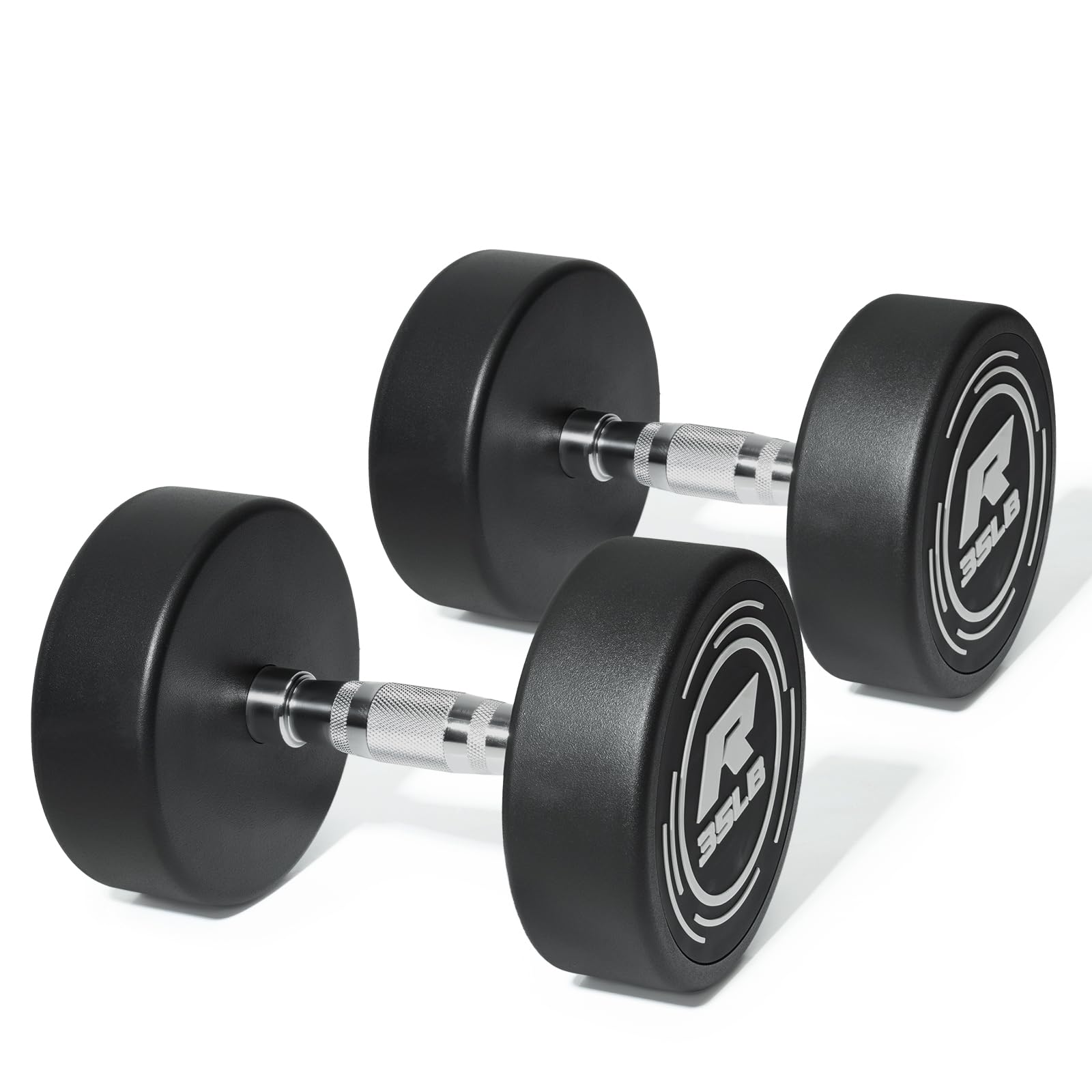 Ritfit 5-250 LBS PVC Encased Round Dumbbell sets with Knurled Handle and Optional Rack, Strength Training Equipment for Home Gym,35LB