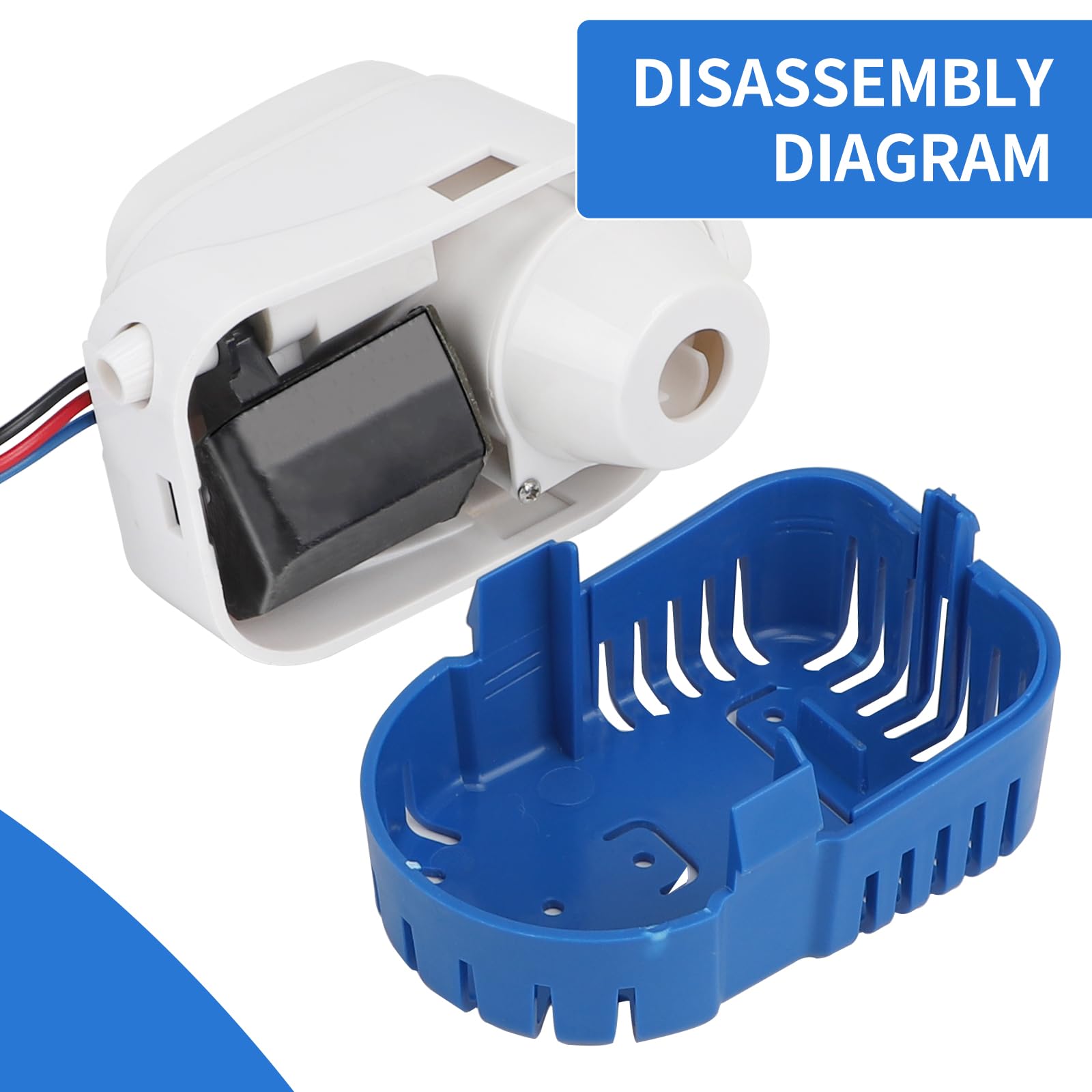 DBREAKS Pompa di Sentina Automatica, 12V Barca Pompa di Sentina con Galleggiante, 1100GPH/ 70LPM Sommergibile Pompa Elettrica dell'Acqua, Silenziosa Pompa Acqua per Barche, Stagni, Piscine(Blu)