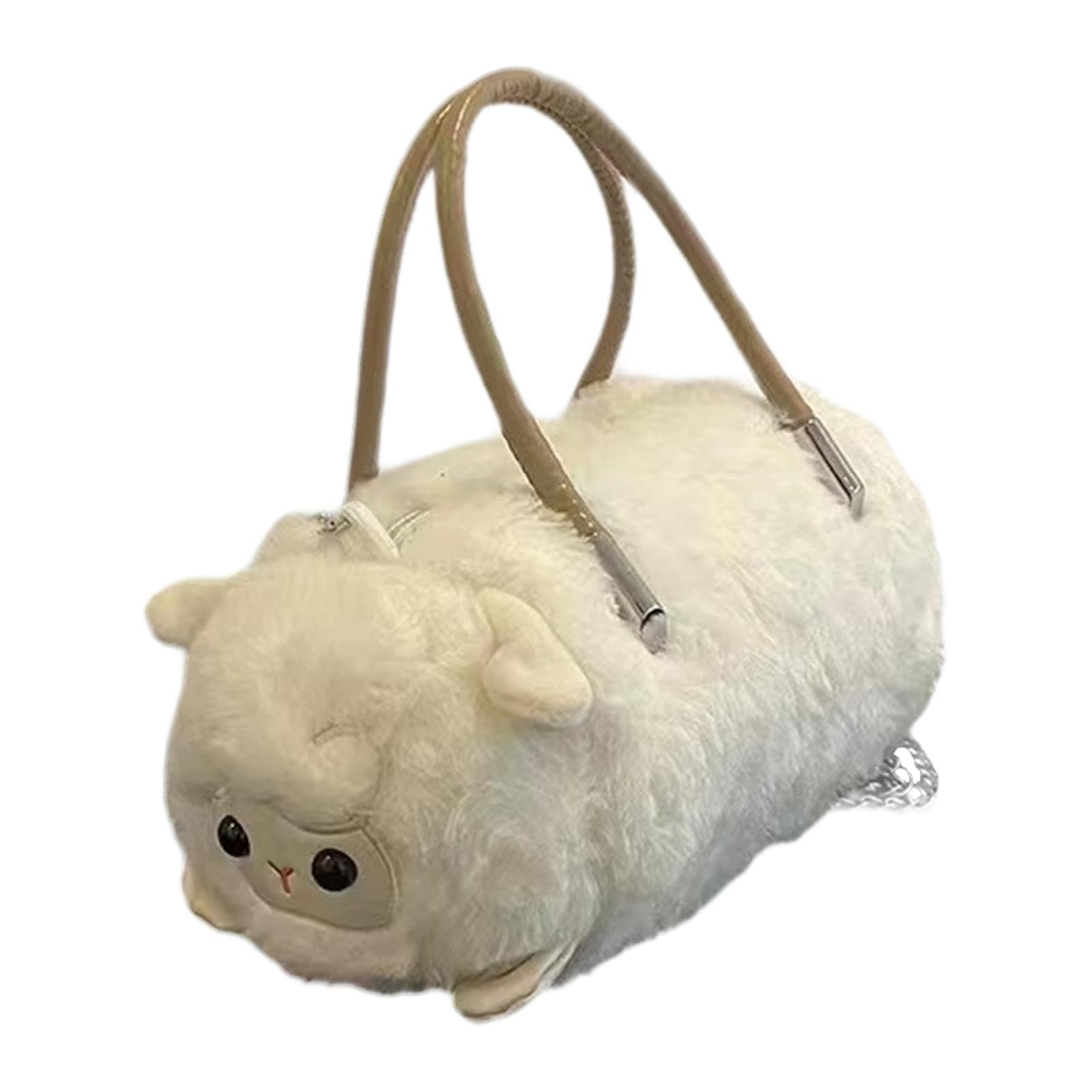 bnf handbag shopping bag birthday christmas gifts lady simple plush | 【lightweight & multifunctional】: this fashionable plush handbag. can be used as a crossbody bag, shoulder bag, or handbag.